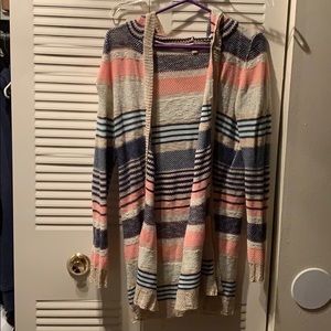 Long cardigan with hood